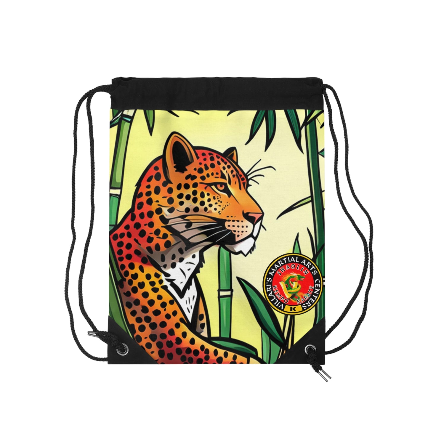 Leopard in Bamboo Forest Drawstring Bag