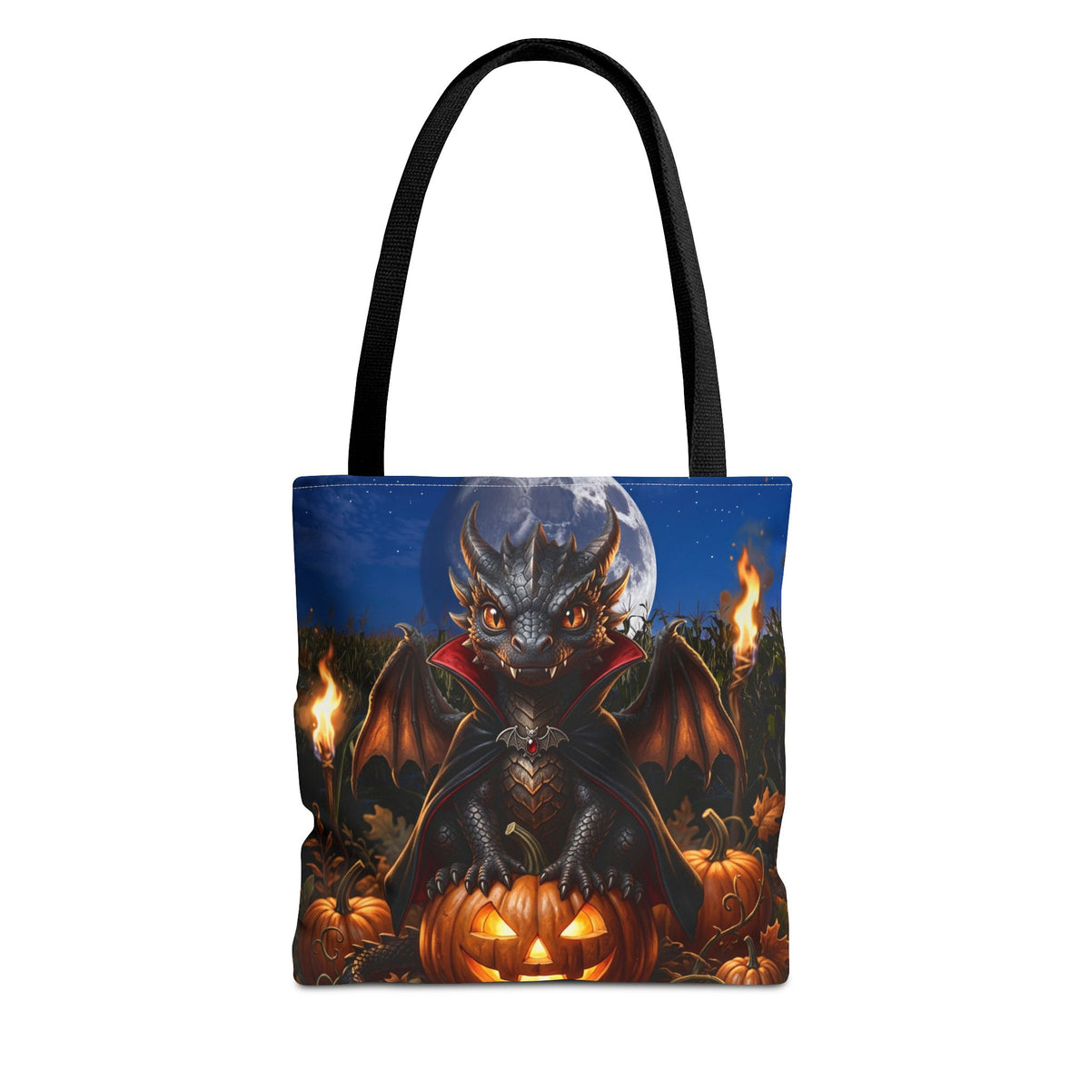 Halloween Dragon Pumpkin Tote Bag - Cute Gothic Vampire Bat Design
