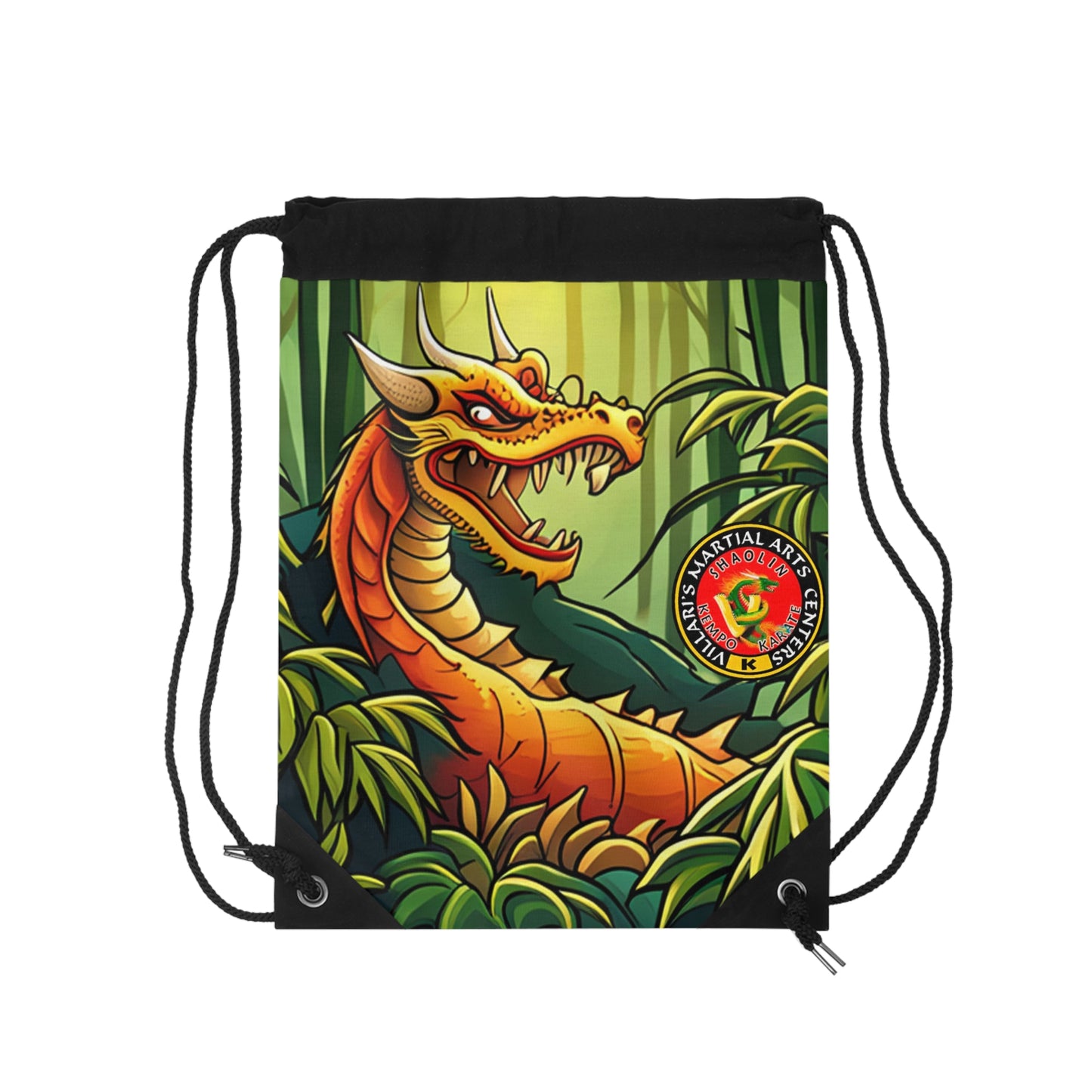 Dragon in Bamboo Forest Drawstring Bag