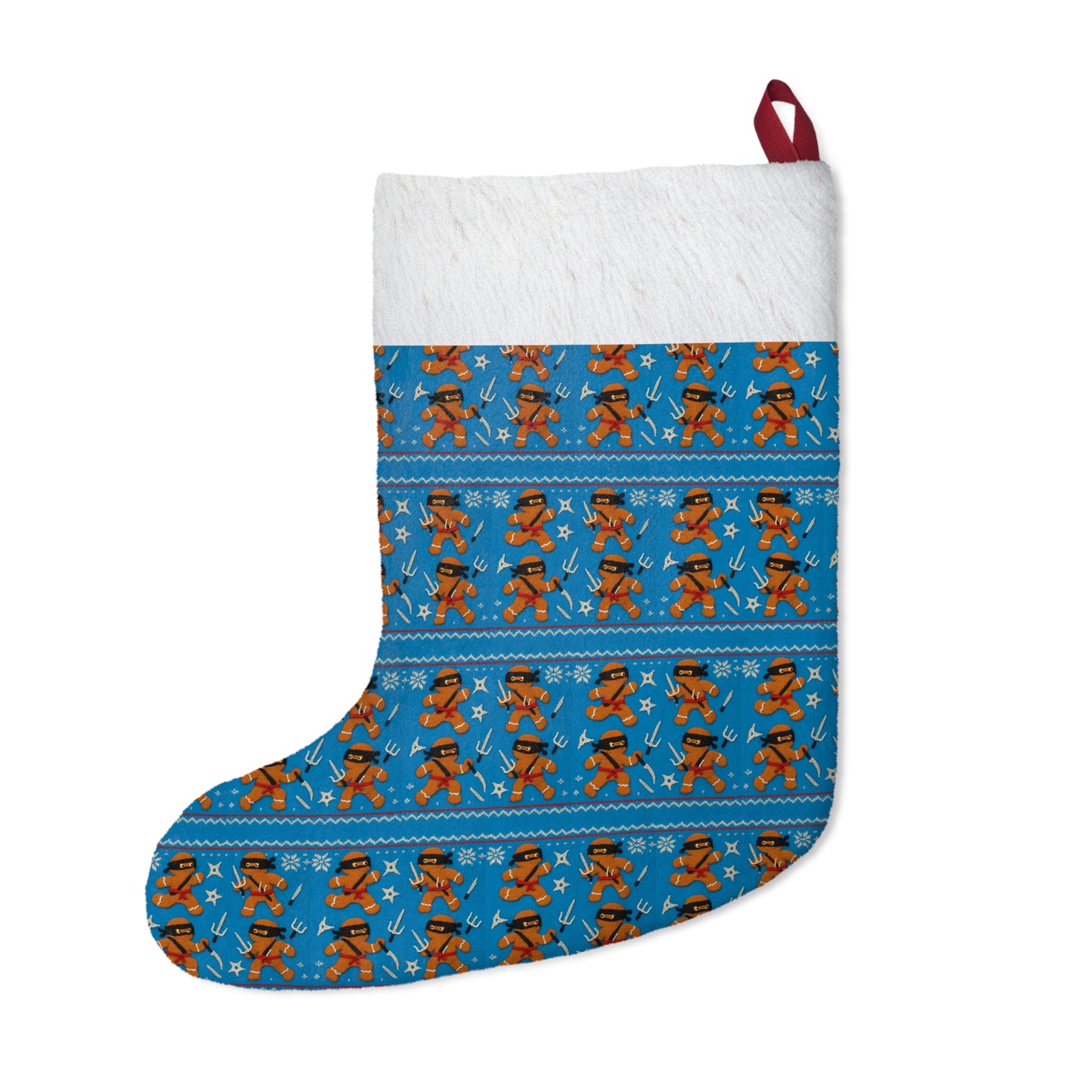Blue "Ginga Ninja" Christmas Stocking, Fleece Stocking, Tree Ornament Stocking