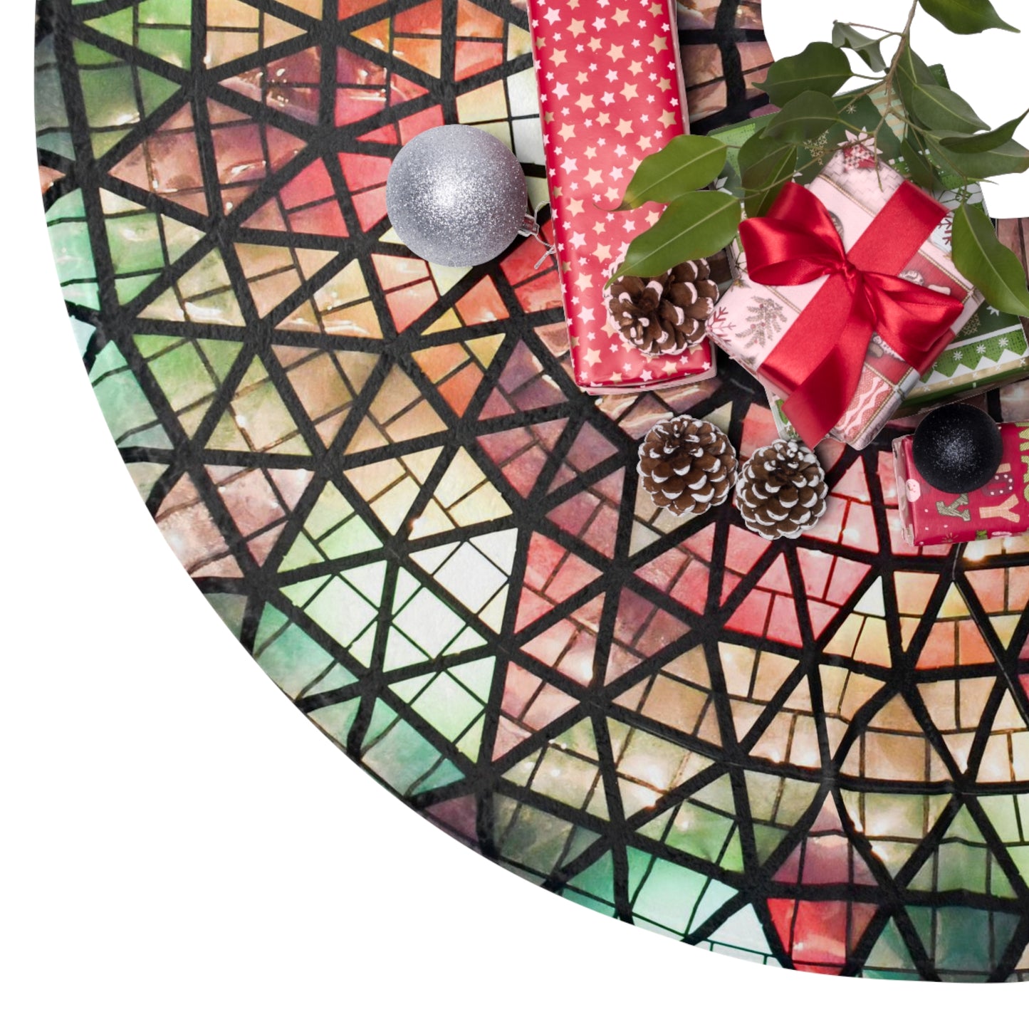 Stained Glass Christmas Tree Skirt
