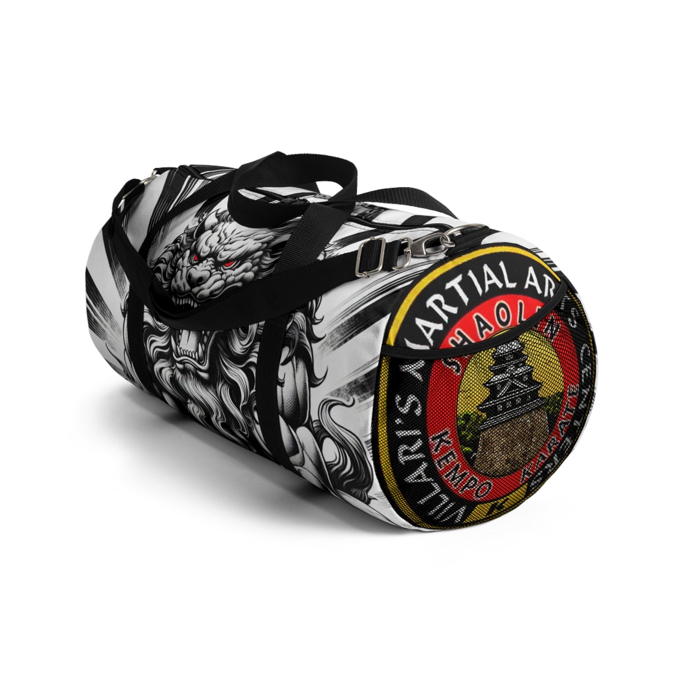 Red Eyed Shisa Duffel Bag | Gym Travel Bag, Weekender Tote, Unique Gift, Stylish Luggage, Carry-On Bag