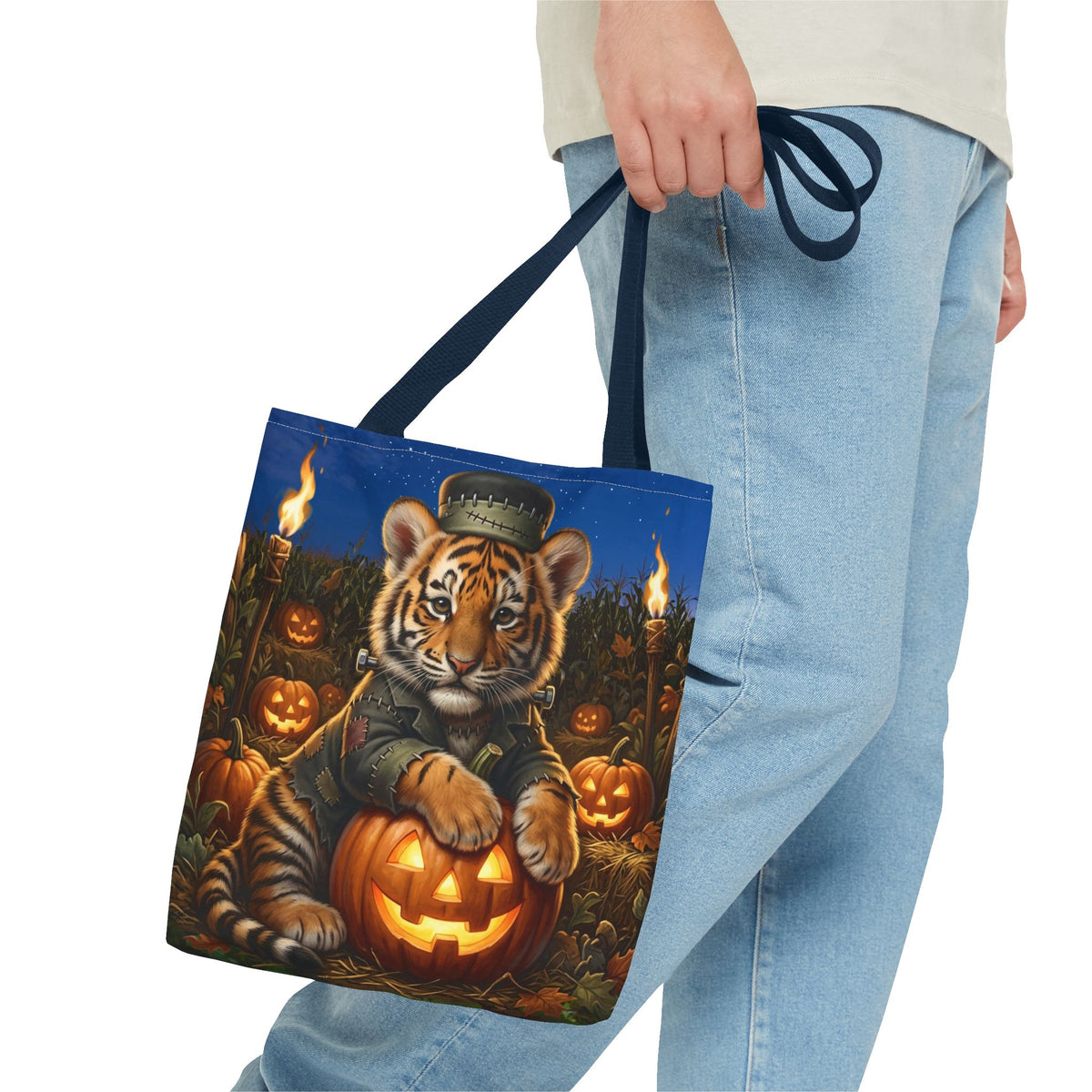 Halloween Tiger Pumpkin Tote