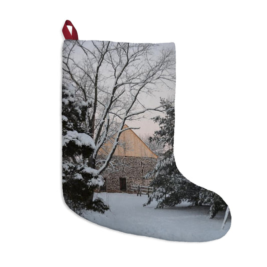 Winter Barn Christmas Stockings, Fleece Stocking, Tree Ornament Stocking